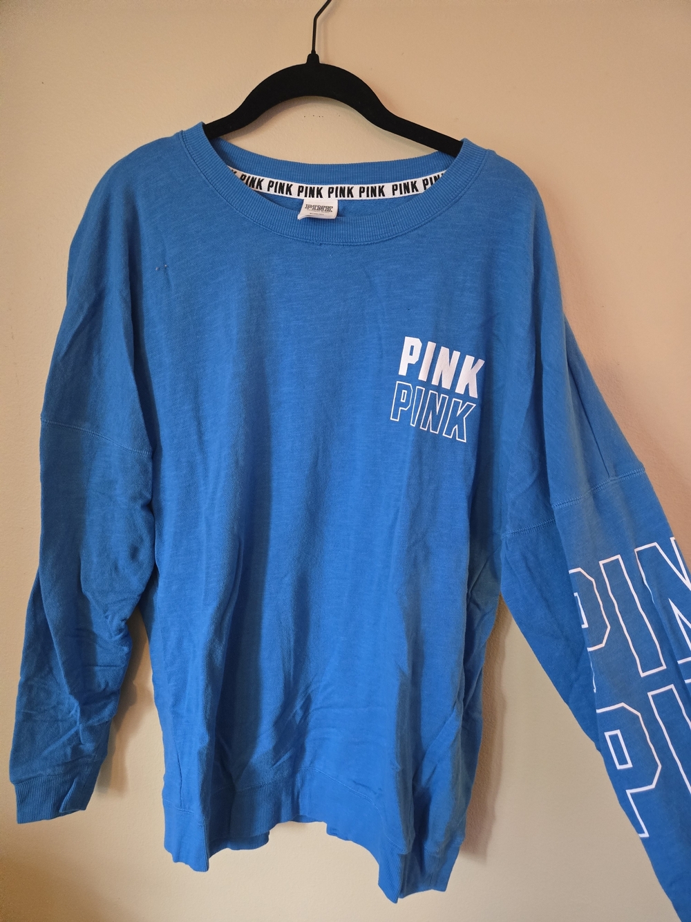 PINK Victoria's Secret Bright Blue Crewneck Logo Sweater